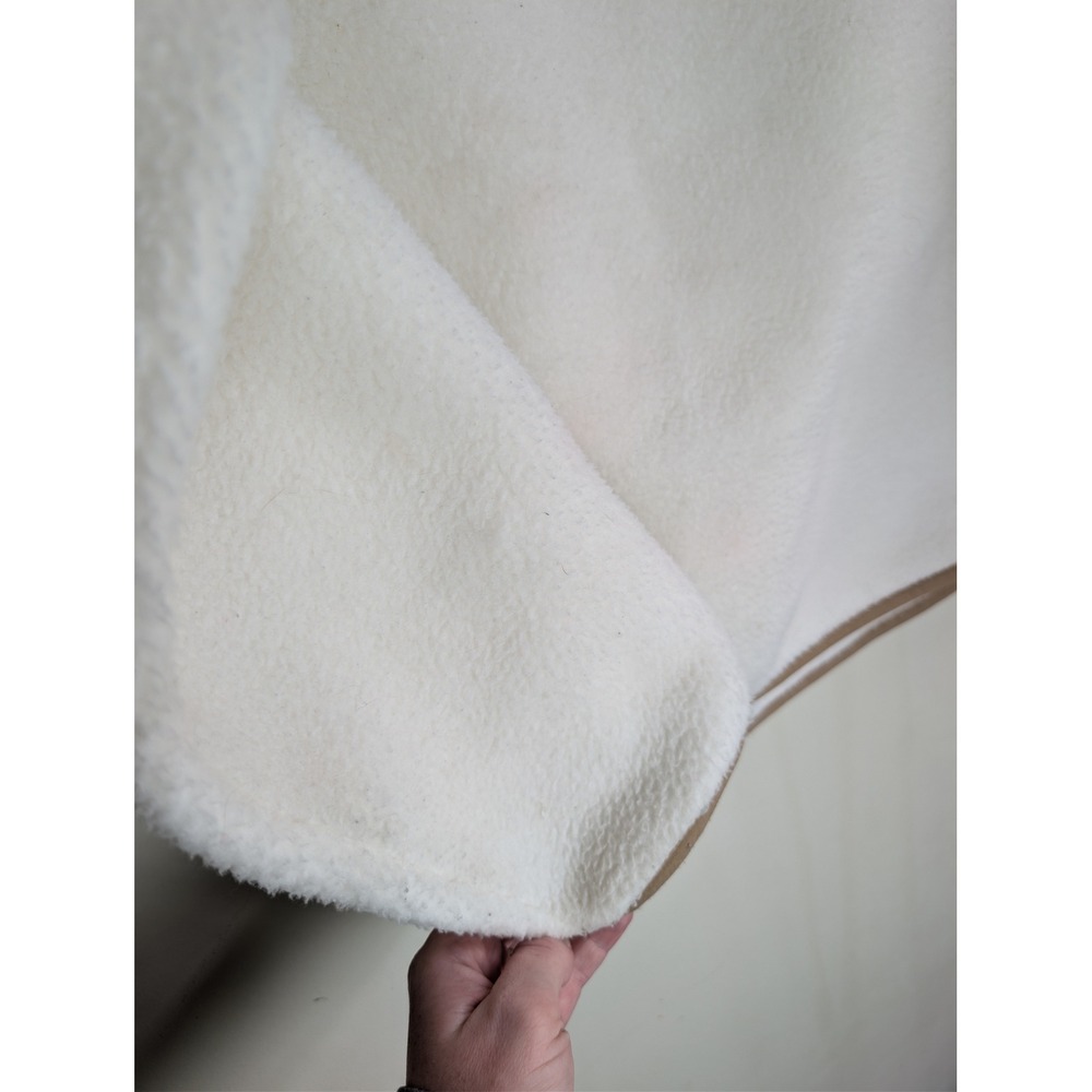 J.Crew Sherpa Half Zip Tunic Pullover Fleece Womens S Cream Tan Trim Cabincore - Picture 5 of 6